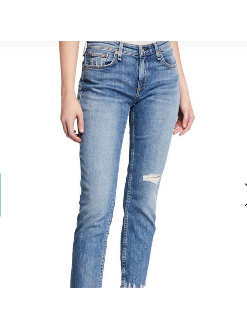 Rag & Bone Mid Rise Distressed Skinny Ankle Raw Hem Jean Size 29